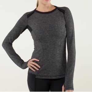 Lululemon Athletica Base Runner Long Sleeve Running Top Heathered Black Size 12